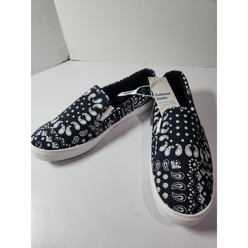 Old Navy Mens Blue Bandana Paisley Slip On Sneakers Memory Foam 8 552283-20-1